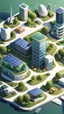 Placeholder: Create an isometric illustration of the city of Solglans, depicting it as a futuristic and sustainable urban environment. Show buildings with vertical solar panels on their rooftops, innovative wind turbines scattered throughout the cityscape, and green spaces integrated seamlessly into the urban fabric. Emphasize the use of advanced technology, such as smart grids and wireless communication networks, to convey the city's commitment to innovation and sustainability.