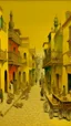 Placeholder: A golden yellow Mexican town with musical instruments painted by John Atkinson Grimshaw