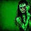 Placeholder: horror female zombie green background