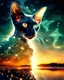 Placeholder: lora:Double Exposure Flux:1.0> A Oriental shorthair Siamese cat Against stars background Hyperealistic bioluminescent double exposure of Intricate Elaborate Double Exposure :: transparent cthulhu :: white background :: sunset+technology+memories inside double exposure art :: transparent layers by Photoshop Layers :: post processed double exposure art :: inspired by Surrealism+Pointillism+Double exposure art