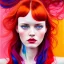 Placeholder: Photo of a gorgeous young lena katina, beautiful face, multi-hued red hair; in the style of martine johanna, draped in flowing fabric, colorful energetic brush strokes, realistic, sharp focus, 8k high definition, insanely detailed, intricate, elegant, art by martine johanna and artgerm