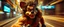 Placeholder: hi speed bad ass cyber punk masculine realistic mickey mouse rambo humanoid with hairy arms and chest, motion blurred background