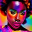 Placeholder: full body shot, masterpiece, best quality, woman, dark skinned, sparkling eyes, fluorescent skin, colorful makeup, afro, highly detailed body, sun light, 4K, RAW, depth of field, high contrast, realistic details, 24mm