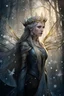 Placeholder: Very long blonde golden white hair,rapunzel hair,elven crown,elven ears,golden armour,,fairy princess,snow,snowing,beautiful,ice flowers,ice crystals,sparkle,glitter,fairy wings,light sky