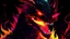 Placeholder: Dark anime glowing volcano neon Dragon portrayed as villainous with blood