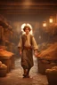 Placeholder: teenage boy walking inside a mediaeval market, dressed in peasant clothing, digital art, 4k