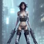 Placeholder: cyberpunk, female ninja, beautiful, long hair, full-body