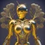 Placeholder: golden robot electric heart with tree wings