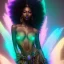 Placeholder: full body shot, masterpiece, best quality, black skinned, sparkling eyes, long hair, gorgeous African Fairy queen,wings,fluorescent skin,light blue makeup,synthwave, light indigo, trasparent , irridescent, highly detailed body, sun light, 4K, RAW, depth of field, high contrast, realistic details, 24mm vaporwave aesthetic, synthwave, artstation, concept art, smooth, extremely sharp detail, finely tuned detail, ultra high definition, 8 k, unreal engine 5, ultra sharp focus