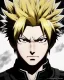 Placeholder: Detailed anime portrait of bakugo from my hero academia, gold hair and golden eyes, black suit, intricate details, full body portrait, keep head in frame, slight smile, black Japanese motif, concept art, highly detailed, digital painting, concept art, sharp focus, illustration, art by Yoji Shinkawa, WLOP and greg rutkowski and alphonse mucha and artgerm and yanjun Chen and Junji ito and Makoto Shinkai, HDR, octane render