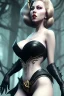 Placeholder: Lana Turner as evil queen in black leather, leather, busty, cleavage, angry, stern look. character design by cory loftis, fenghua zhong, ryohei hase, ismail inceoglu and ruan jia. unreal engine 5, artistic lighting, highly detailed, photorealistic, fantasy