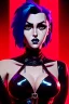 Placeholder: Sophie Loren dressed in shiny black leather, frank miller sin city, busty, cleavage, volumetric lighting, particales,highly detailed,cinematic, deep colours,8