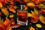 Placeholder: generate me an aesthetic complete image of Perfume Bottle with Autumn Leaves