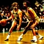 Placeholder: Peter Dinklage playing basketball against Wilt Chamberlain.