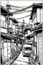 Placeholder: Poor neighborhood Tokyo, line arts, manga style