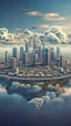 Placeholder: a city on plain surface floating in the sky