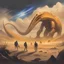 Placeholder: colored Concept art painting of a group paleontologists in an sand storm, epic, dramatic, aktion scene