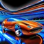 Placeholder: award winning car and driver photograph of a futuristic station wagon designed by only one vehicle per image painted metallic orange traveling at a high rate of speed, jet intake off of front center of vehicle and jet exhaust out the rear with bright blue flame, bilaterally symetrical, more a high speed road vehicle