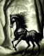 Placeholder: A centaur majestically galloping through the dense forest in the style of gustav dore, fantastical landscape, soft strokes , mythology portrait, classic painting