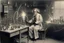 Placeholder: verrückter wissenschaftler in einem labor, jahr 1860, elektrizität, elektrostimulation