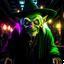 Placeholder: portrait of witch goblin, wild goblin birthday party on underground bridge background , motion blur, 8k, downlight, soft light, depth of field, photorealism, trending on art station, lotsa detail