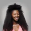 Placeholder: ultra realistic, volumetric fog, overglaze, analog photo, polaroid, 100mm, film photography, dslr, cinema4d, studio quality Ultra realistic photo. volumetric lighting , scientist. Young black woman, dark skin black woman. young, big smile. Joy. smiling. Afro futurism. Afro puffs. Blue hair. Ombré hair Cotton candy. Futuristic cities in background. Space. Space travel. Silver. Cities