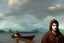 Placeholder: Modern man in a boat wearing hoodie by Andrea del Sarto