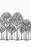 Placeholder: trees minimalistic, line art, background, vector, svg, coloring page, black outline on white background