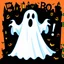 Placeholder: A spooky ghost with bold text above it that spells “ Boo! “