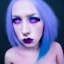 Placeholder: queen blue hair woman pink eyes ethereal apocalypse