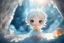 Placeholder: cute chibi ice fairy in an ice cave with tea in sunshine, ethereal, cinematic postprocessing, dof, bokeh