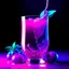 Placeholder: futuristic purple glass glass glow with tropical soda cocktail with grape