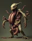 Placeholder: A horrific disgusting intestines and guts horror monster blob consuming a human with mutated deformed body many limbs, poisonous mutant creature, flesh, bones, anatomical structures