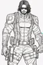 Placeholder: out line art of WINTER SOLDIER super HIRO colouring pages with white background ,skech style ,full body. only use outline,mandala style,clean line art,white background,no shadow and clear and well outlined