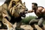 Placeholder: MAN FIGHTNG LION REAL LIFE PHOTO REASLISTIC