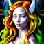 Placeholder: portrait of a beautiful busty Jean Grey with green eyes riding a unicorn by Sandro Botticelli style