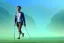 Placeholder: digital illustration of a blind man , holding cane, walking