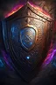 Placeholder: huge shield colorful, runes glowing, back background