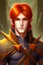 Placeholder: male autumn eladrin portrait with two swords shoulder length hair