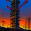 Placeholder: cyberpunk retro futuristic for comics really tall from far away