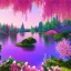 Placeholder: enchanted forest, blue lake,delicate flowers, pink tree, Swrosvsky crystals, cascades, full of details, smooth, bright sunshine，soft light atmosphere, light effect，vaporwave colorful, concept art, smooth, extremely sharp detail, finely tuned detail, ultra high definition, 8 k, unreal engine 5, ultra sharp focus