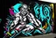 Placeholder: a wrestling graffiti mural wall with the word cell shading style