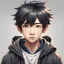 Placeholder: Cute Japanese boy, anime style, front facing, looking into the camera,