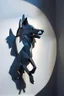 Placeholder: Illustration of shadow puppet, sculptural art where 2D shadows of a wolf silhouette is cast by a 3D sculpture or hand against a wall, creating the Illusions of depth and perception, art against a wall, ombromanie, shadowgraphy, Félicien Trewey