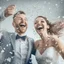 Placeholder: A happy man and wife with silver confetti