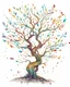 Placeholder: a magical colorful small tree branch, fantasy, detailed , white background, by babsdraws