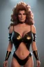 Placeholder: Raquel Welch as evil queen in black leather gown, angry, busty, curvey, cleavage, unreal 5, octane render,cinema4d, dynamic lighting, dramatic lighting, 4k, redshift render, highly detailed, hyper realistic