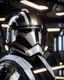 Placeholder: star wars bald male corellian pilot wearing pearlescent black and gunmetal grey First Order special forces armor and helmet with gold trim inside the jedi temple, centered head and shoulders portrait, hyperdetailed, dynamic lighting, hyperdetailed background, 8k resolution, volumetric lighting, light skin, fully symmetric details