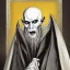 Placeholder: Nosferatu with four yellow eyes with tentacle beard grey skin and vampire fangs as a Russian Orthodox bishop