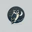 Placeholder: Owl + moon. Logo design minimalist. Soft colors. Dark. Sketch In the style of Depero